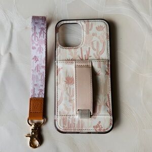 Walli iPhone 12 Pro Max case & wrist lanyard. Cactus Flower design.
